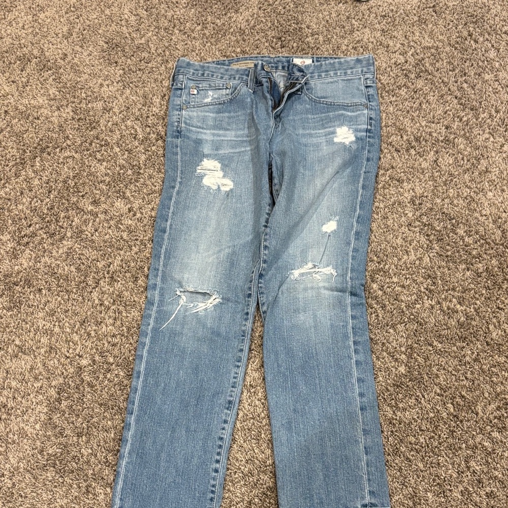 AG Adriano Goldschmied Light Blue Distressed Skinny Jeans